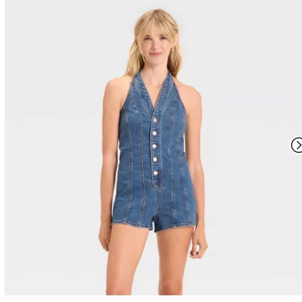 Universal Thread Women's Halter Denim Romper Size 10